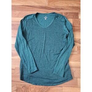 Seg'ments Women's Merino Wool Long-sleeve V-Neck Top In Teal Blue/Green